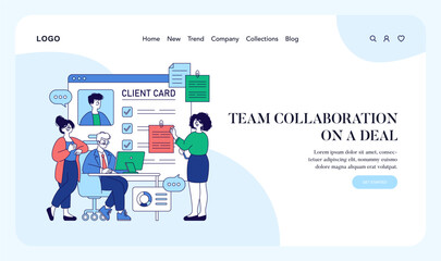 Team Collaboration on Client Project Vector Illustration