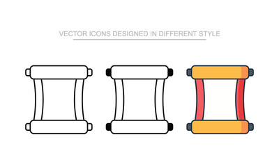 Calligraphy Scroll icon set in different style with white background illustration