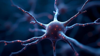 Animated close up of glowing artificial neural network with illuminated synapses, symbolizing AI, brain activity, and digital data processing - Powered by Adobe