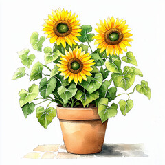 Obraz premium Sunflower planting event home garden illustration indoor environment close-up view botanical concept for green thumb enthusiasts