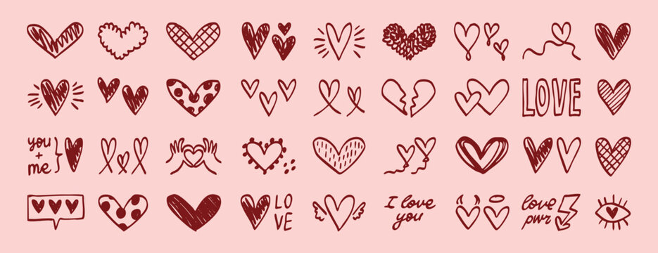Charming small decorative hearts on gentle pastel pink background for branding, Delicate aesthetic heart shapes on muted pink canvas designed for social media branding and overlays