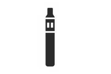 Black electronic cigarette icon silhouette for vaping and nicotine alternative concepts on transparent background