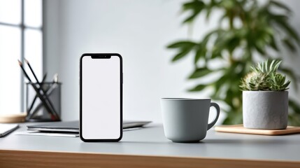 Front Display Smartphone on Organized Desk