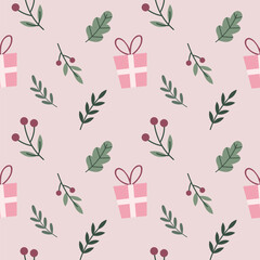 Sweet floral and leaves seamless pattern with soft pastel background