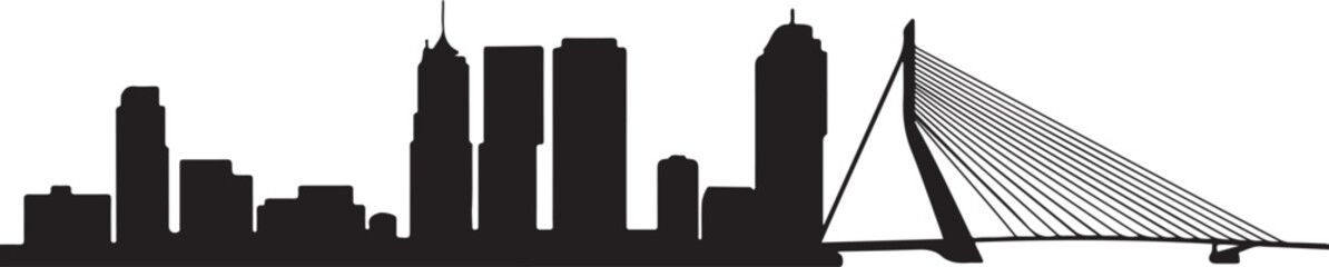 Rotterdam cityscape illustration skyline drawing. design Vector black silhouette