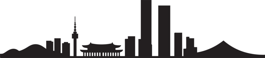 Seoul Simple Dark Lines Skyline. design Vector black silhouette