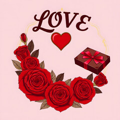 Valentine's greeting card with roses