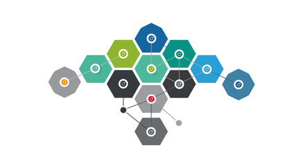 Abstract Hexagonal Network Structure with Connected Nodes.