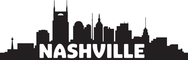 Obraz premium Nashville city retro style. design Vector black silhouette