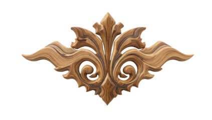 Ornamental Wood Carving on Transparent Background