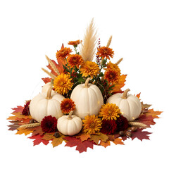 autumn leaves and pumpkins