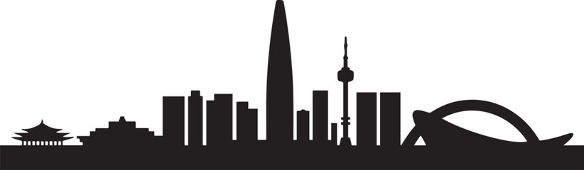 Obraz premium South Korea country skyline. design Vector black silhouette