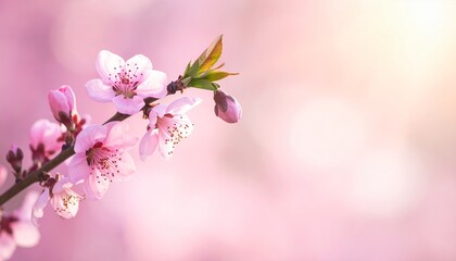 Naklejka premium Pink spring blossoming branch wide background