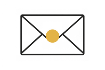 New email notification icon. Receiving message through internet mail service, communication technology symbol, transparent background