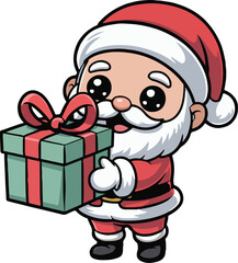 Cute Santa Claus Holding Gift