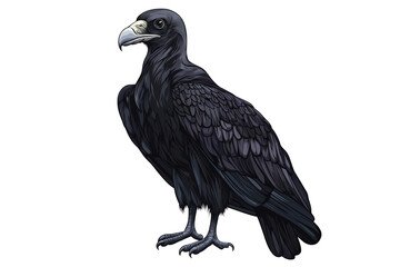 Fototapeta premium Black Vulture Bird Vector Illustration Isolated on Transparent Background