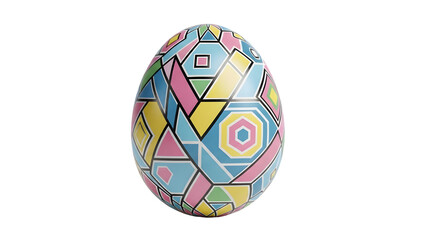 Colorful geometric egg design isolated on transparent background