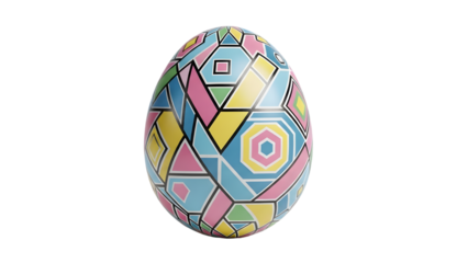Colorful geometric egg design isolated on transparent background