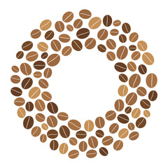 Obraz premium Coffee bean circle frame vector illustration isolated on white background