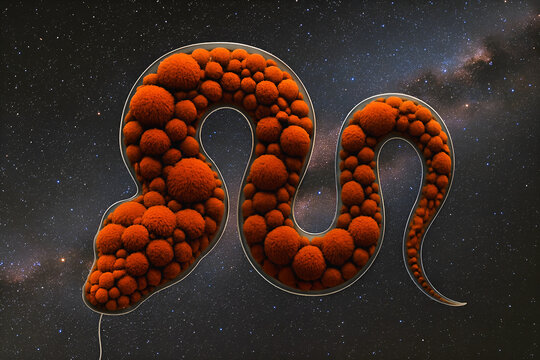Dystopian Snake Balloon in a Futuristic Extinction Cosmos. Fantasy Abstract. 