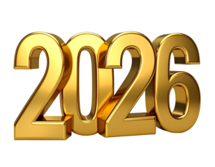 Golden 3D year numbers in a shiny style for a New Year celebration illustration
