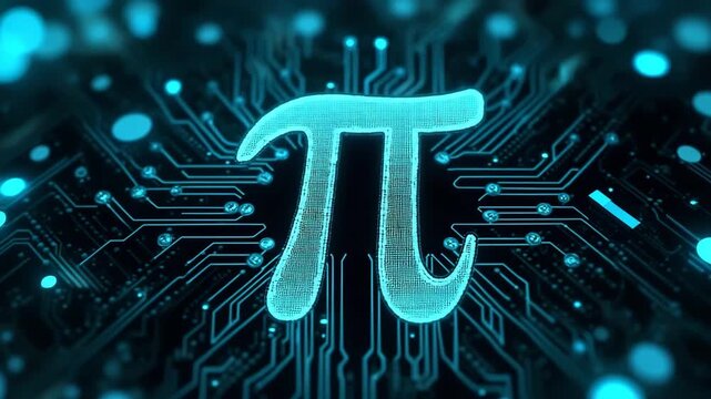 Digital representation of pi symbol with circuit design background. 