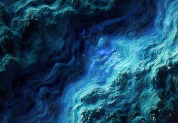 Abstract Digital Coralline Waves Flowing with Mystical Abyssal Liquid Contours