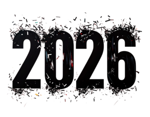 New Year 3D number illustration with gold letters and festive holiday symbols for celebration and greeting card design