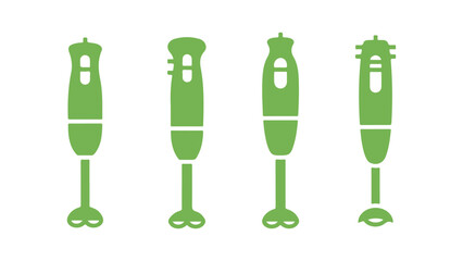 A hand blender that includes four diverse icon designs. Vector illustration