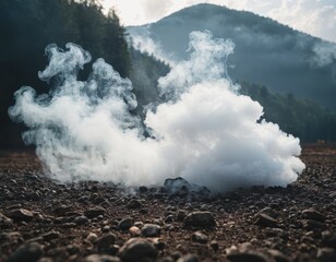 white smoke spreads across the surface of the earth