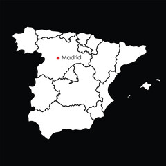 Map of Spain with Madrid highlighted simple vector il