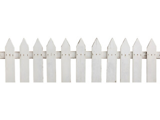 Fototapeta premium A short section of white wooden picket fence isolated on transparent background. Ideal for garden design, home décor visuals, landscaping elements, and outdoor illustration projects.