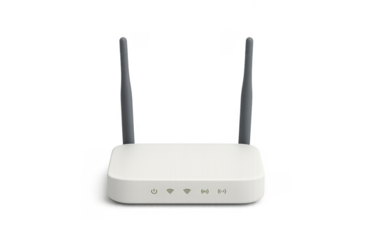 Modern wi-fi internet router with antennas - Powered by Adobe