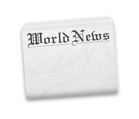 Realistic vector illustration of black and white newspaper layout. Isolated on white background