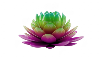 Colorful glossy lotus flower isolated on transparent background
