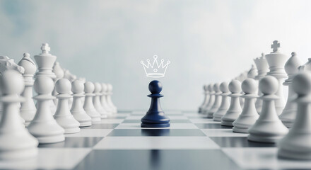 chess pawn with a crown isolated on transparent background