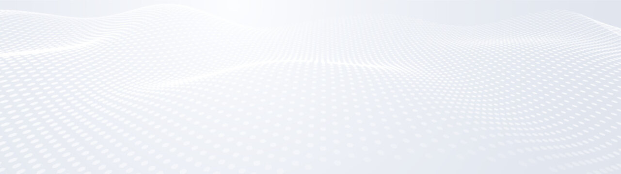 White Dynamic Dots Wave Sport Jersey Pattern. 3D Particles Light Fresh Air Flow. Vector Illustration.