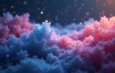 Atmospheric Crystalline Thicket Art with Dynamic Blurred Blue Purple Glow