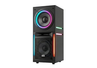 Modern portable speaker with vibrant colorful rgb light design
