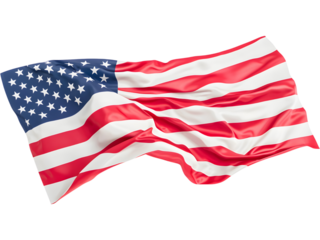American flag waving with natural motion and detailed fabric texture. Great for patriotic visuals, celebrations, travel concepts, educational materials, and cultural communication