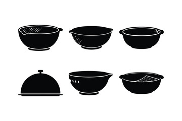 Bowl Shape Minimal Silhouette Vector Set