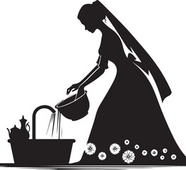 silhouette of a girl with a bag