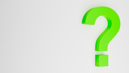 Modern 3D question symbol on white, representing questions, issues, and problem-solving concepts.