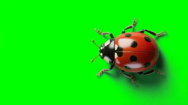 ladybug walking isolated on a green screen background for vfx projects video