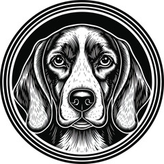 Beagle Dog Portrait Circular Emblem Vector