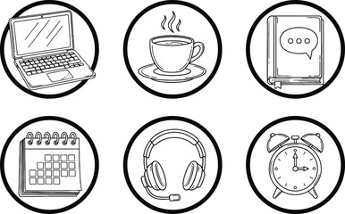 Daily Routine Lifestyle Circular Icons Vector Set
