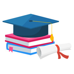 graduation cap and diploma