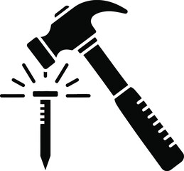 Hammer And Nail Construction Tool Icon