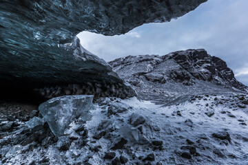 Blue Ice Cave in Vatnajokull National Park, Iceland.