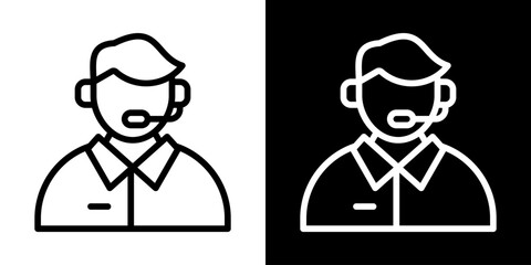 Call Canter Icon Of Line Black And White Style Vector Illustration
